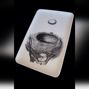 Creative Co-op rectangle Ceramic serving Dish Birds Nest Pattern Spring 🐦